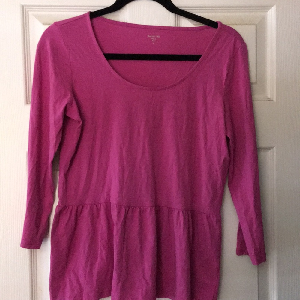 Garnet hill tunic ruffle purple top m new